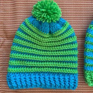 Crocheted Toddler Beanie with PomPom (For Ages 1-3)